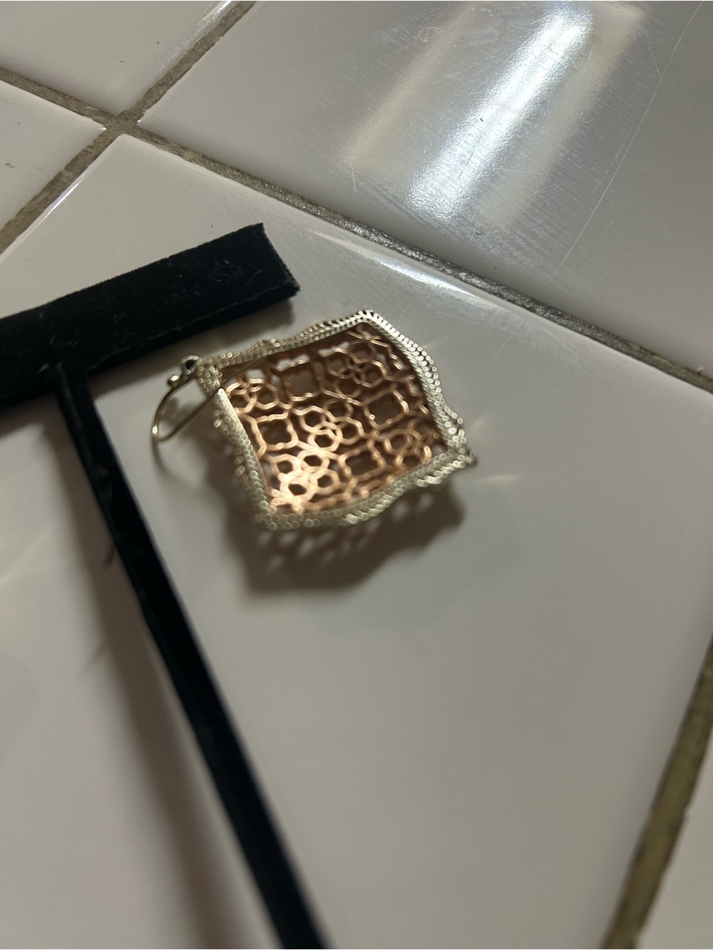 Kendra Scott Intricate Two-Tone Filigree Drop Earrings - Rose Gold & Silver - Picture 4 of 4